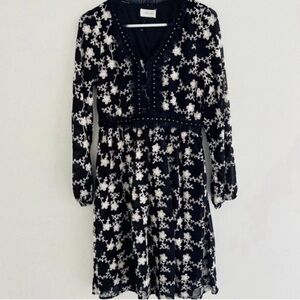 Orange Creek Floral Embroidered Long Sleeve Mini Dress Small